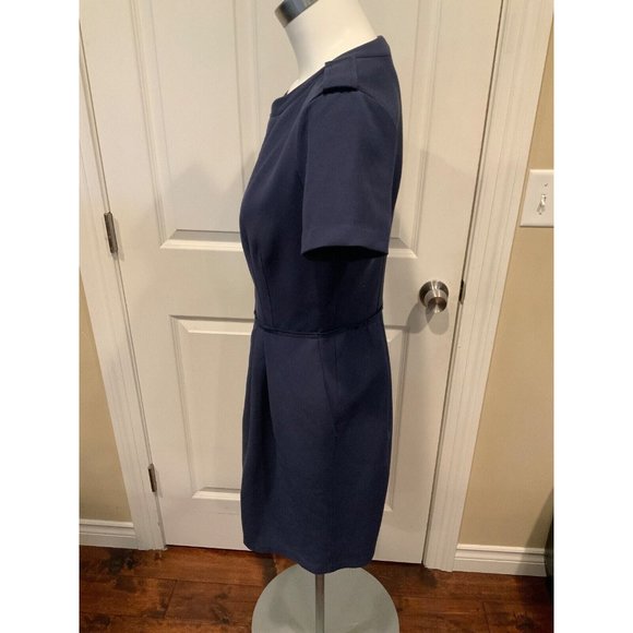 BCBG Max Azria Navy Blue Full Zip "Kammy” Pleated Dress, Size 8 - Picture 5 of 7